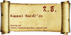 Kappel Balázs névjegykártya